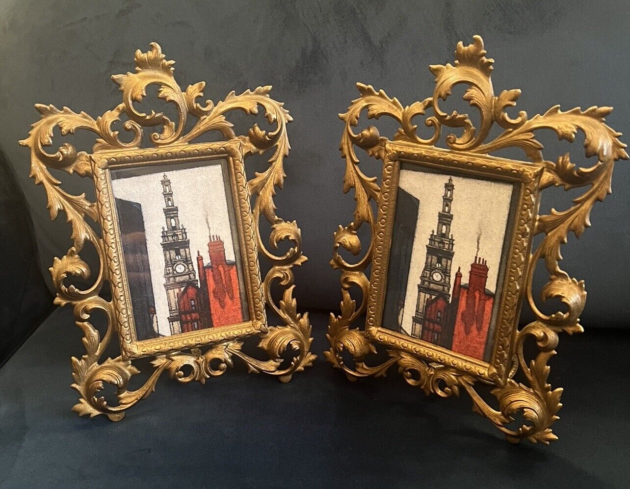 Fabulous Pair Of Edwardian Rococo Style Gilt Metal Picture Frames c1910