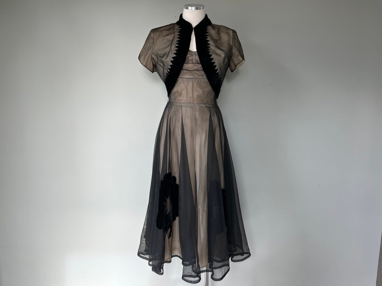 1950s Vintage Black Sheer NYE New Years Eve Evening Gown Dress | Claudia Young s