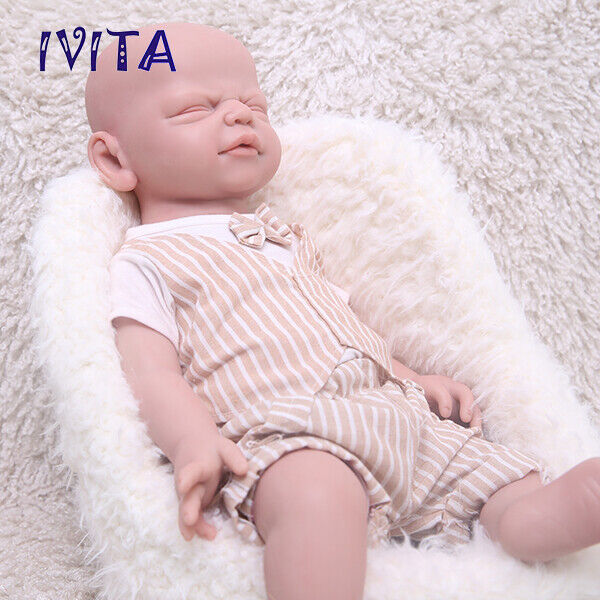 IVITA 21\'\' Silicone Reborn Baby Eyes Closed Sleep Boy Soft Silicone Doll