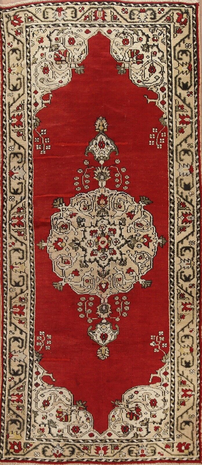 Semi-Antique Anatolian Turkish 10 ft. Runner Red Rug 4x10 Hand-knotted Wool