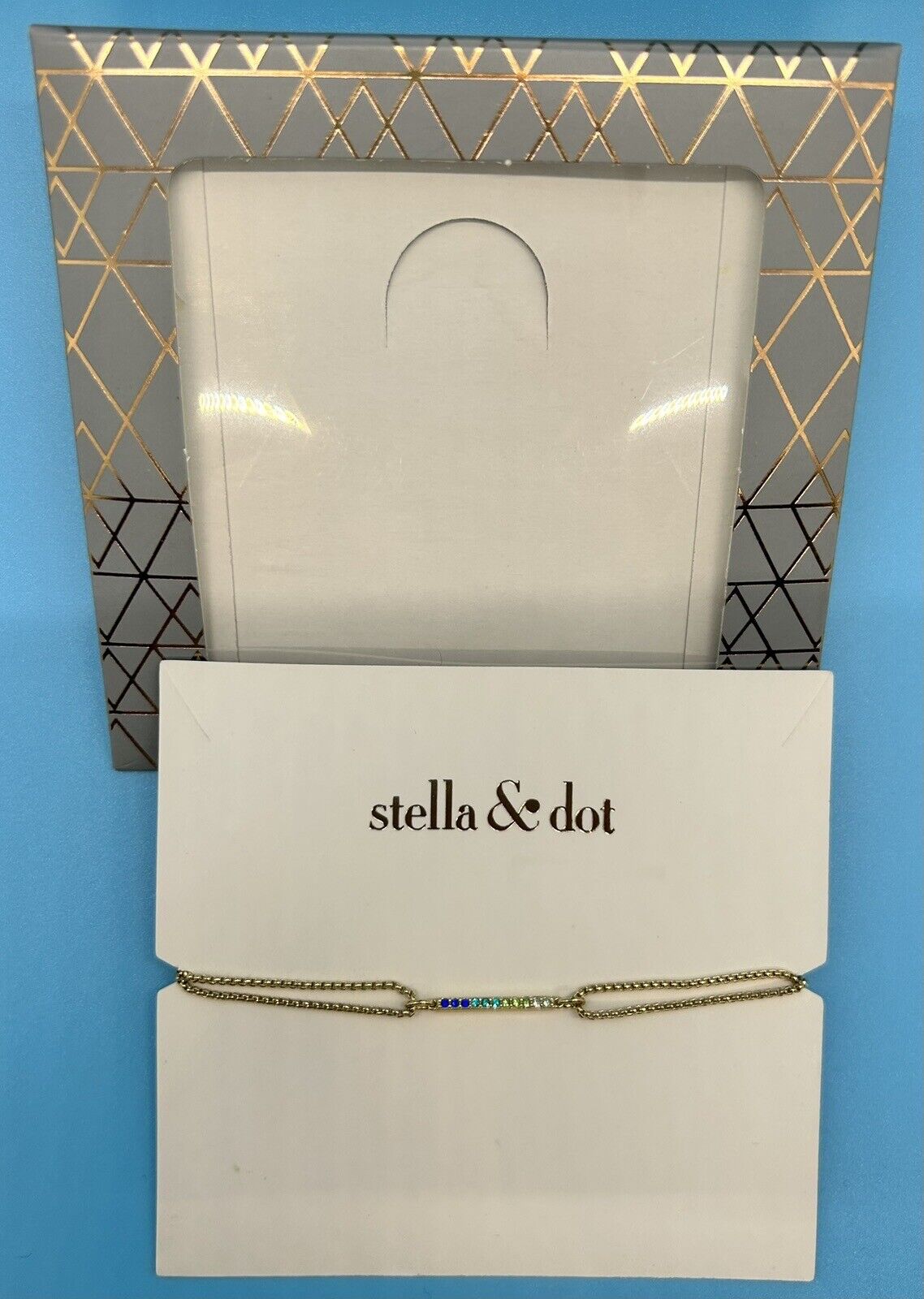 Stella & Dot Harmony Wishing Bracelet - Gold & Rainbow Multi-Color New 