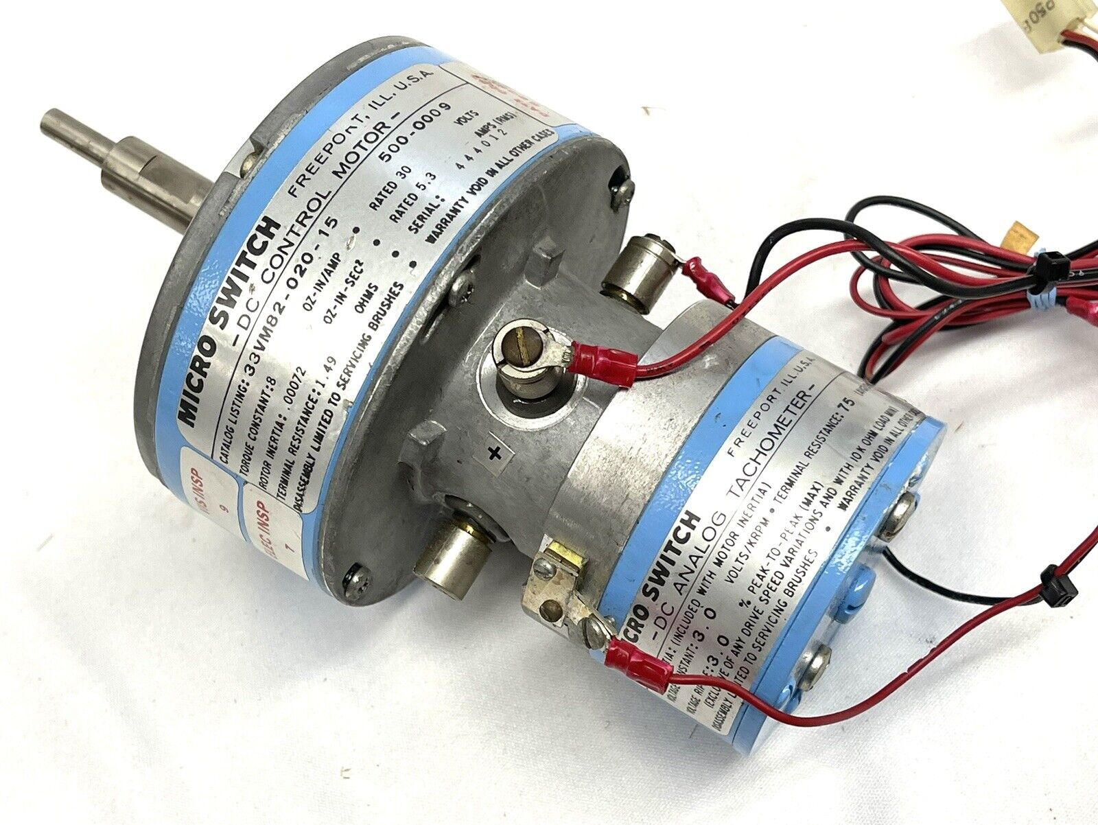 Vintage Micro Switch 33VM82-020-15 DC Control Motor w/ Analog Tachometer 