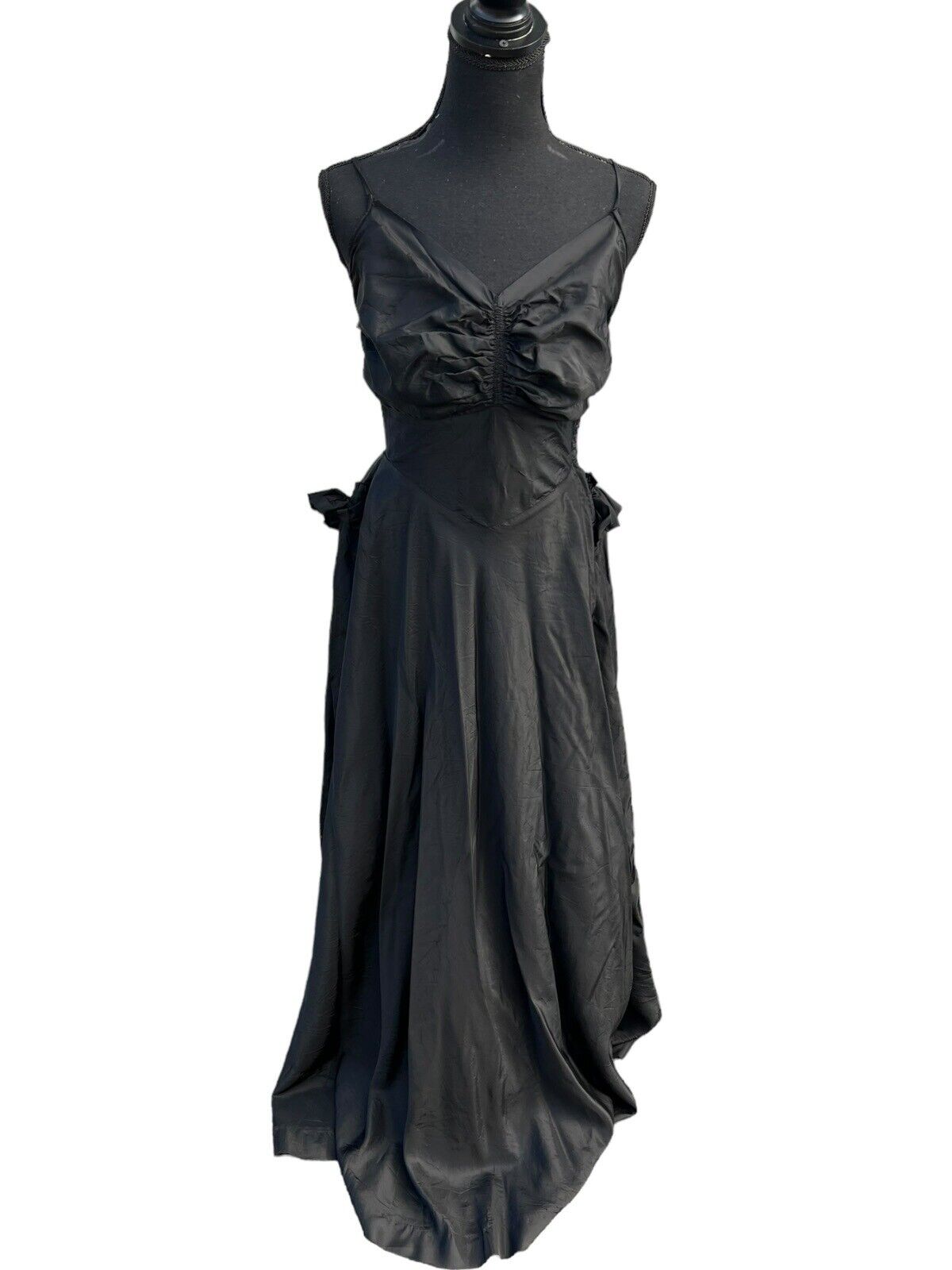 Vintage 1930s Fashion Originators Guild Black Ruffle Taffeta Maxi Evening Gown S