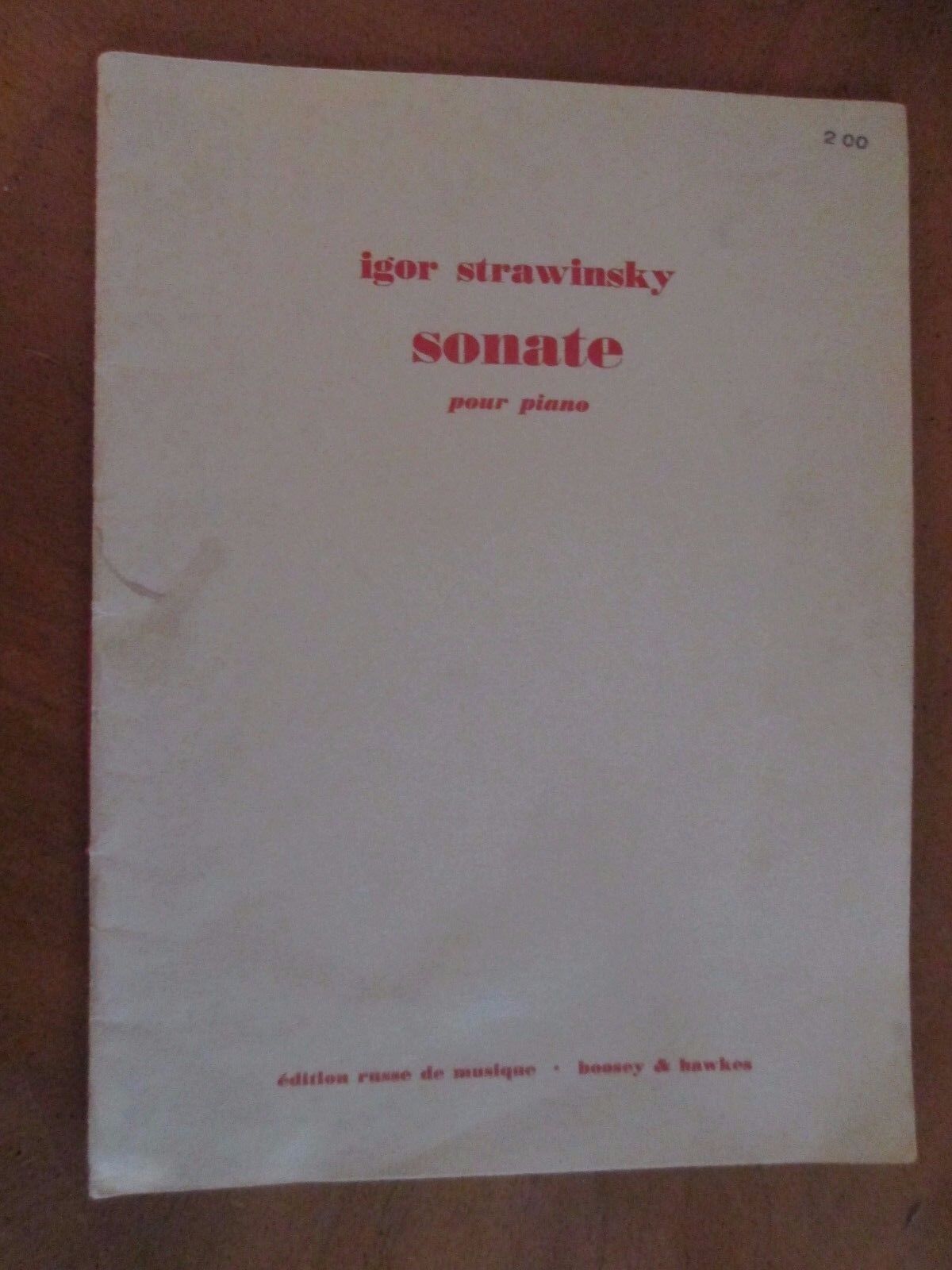 SONATE POUR PIANO  by Igor Stravinsky 1925 Boosey & Hawkes music