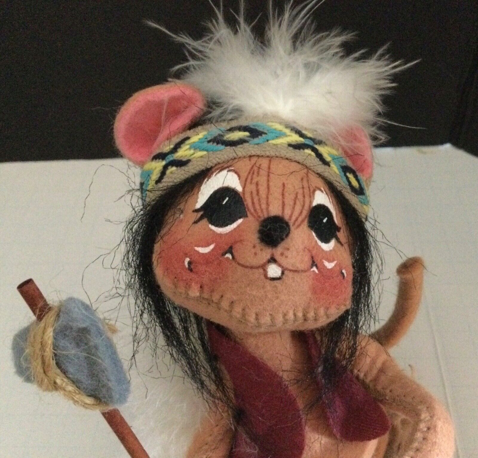 Annalee doll figurine adorable mouse with tomahawk Native American vintage
