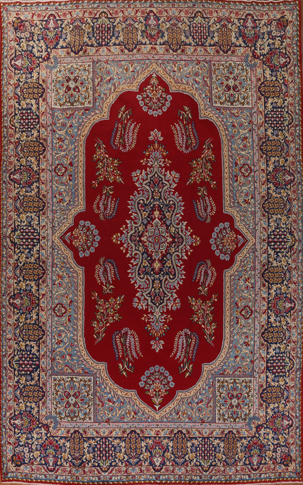 Vintage Traditional Handmade Wool Red Kirman Dining Room Rug Area Carpet 10x14