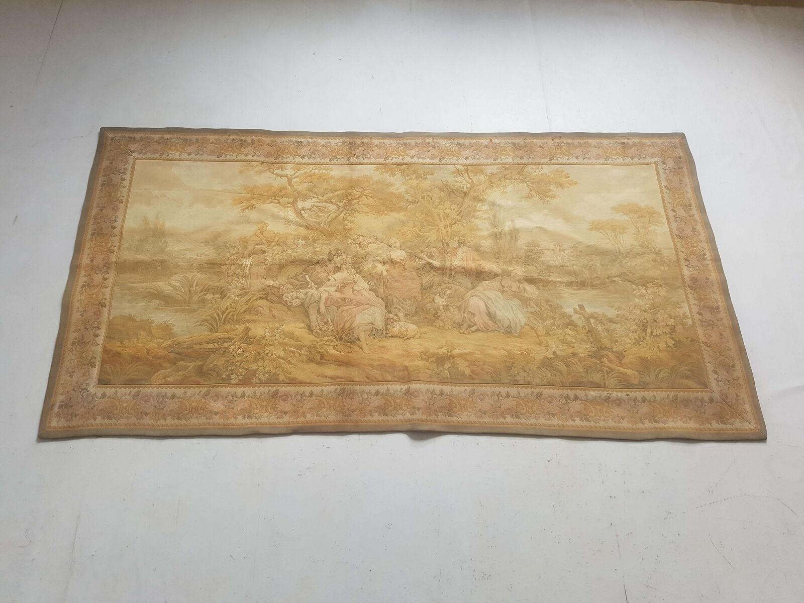 Antique JP French Couple Scene Wall Hanging Tapestry 174x93cm