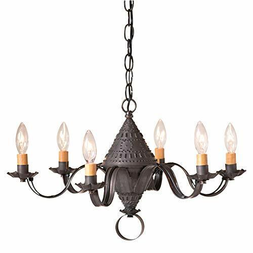 Rustic Farmhouse Colonial Small Six Arm Light Concord Chandelier in Kettle Black