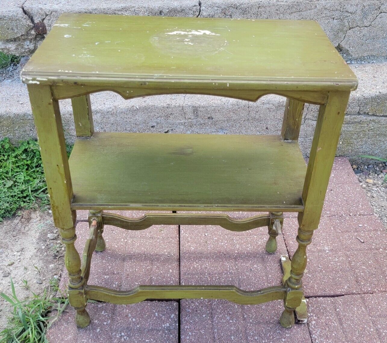 Antique Rustic Solid Wood Two-Tier Side/End Table - Please Read