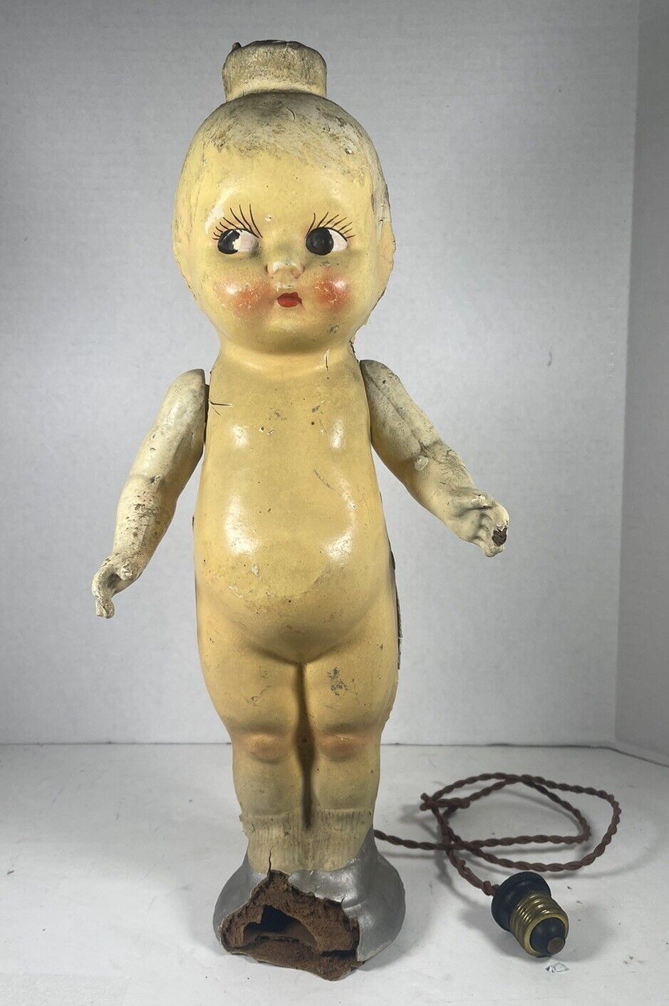 Vintage Antique Creepy Baby Cupie Buddy Lee Style Doll Lamp Light Oddity