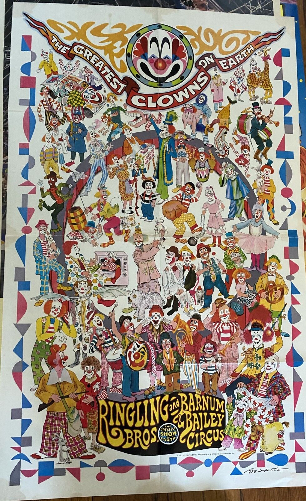 Authentic 1977 Ringling Bros Barnum & Bailey Circus Poster GREATEST CLOWNS