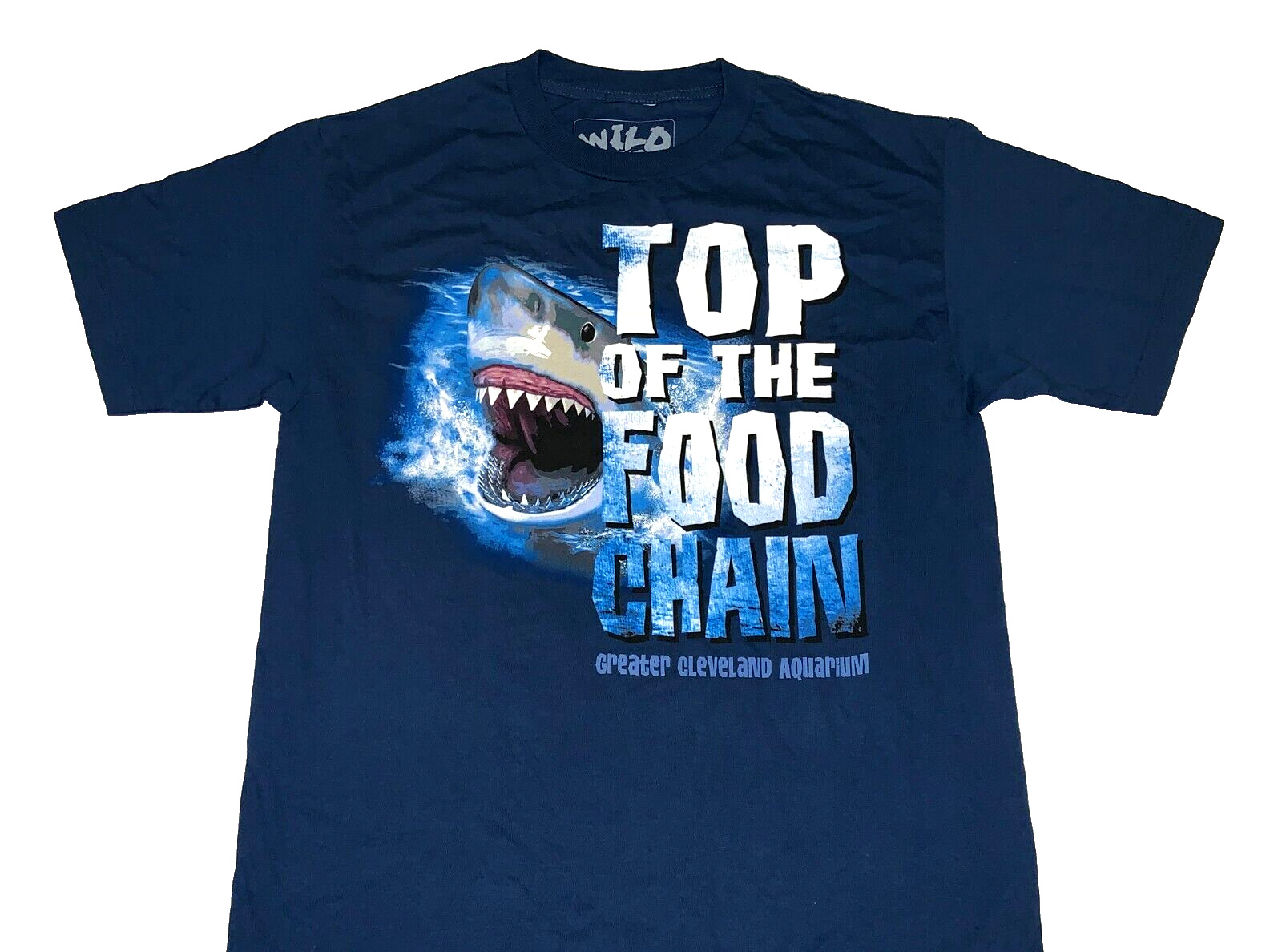 Vintage 2010s Cleveland Ohio Aquarium Shark Top Of Food Chain T-Shirt New MEDIUM