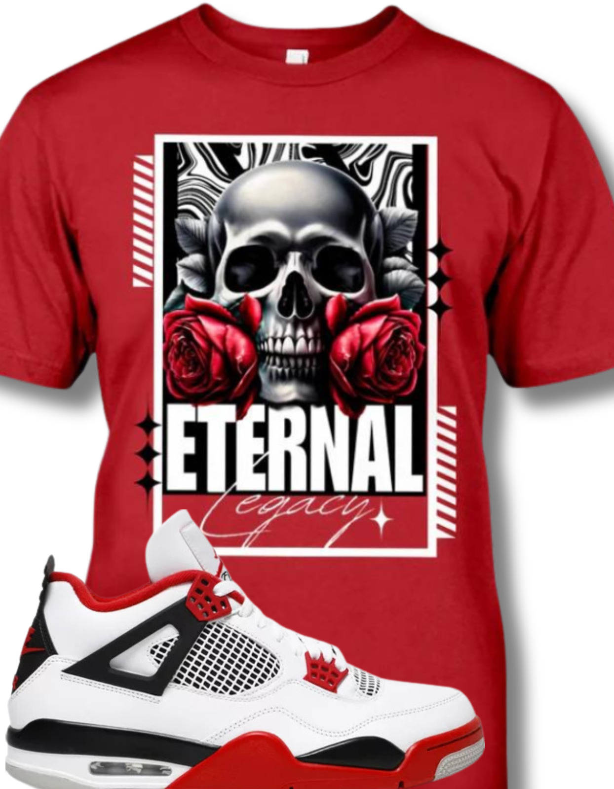 SNEAKER EFFECT Tee shirt to match Air Jordan Retro 4 Fire Red Sneakers