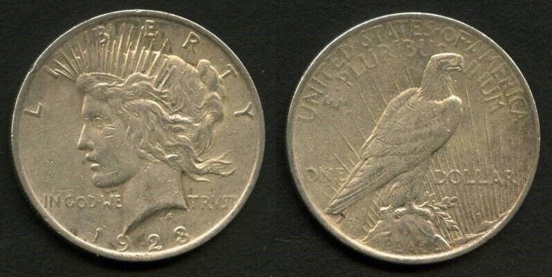 #14) 1923 Peace Silver Dollar Philadelphia Mint VF+ NR