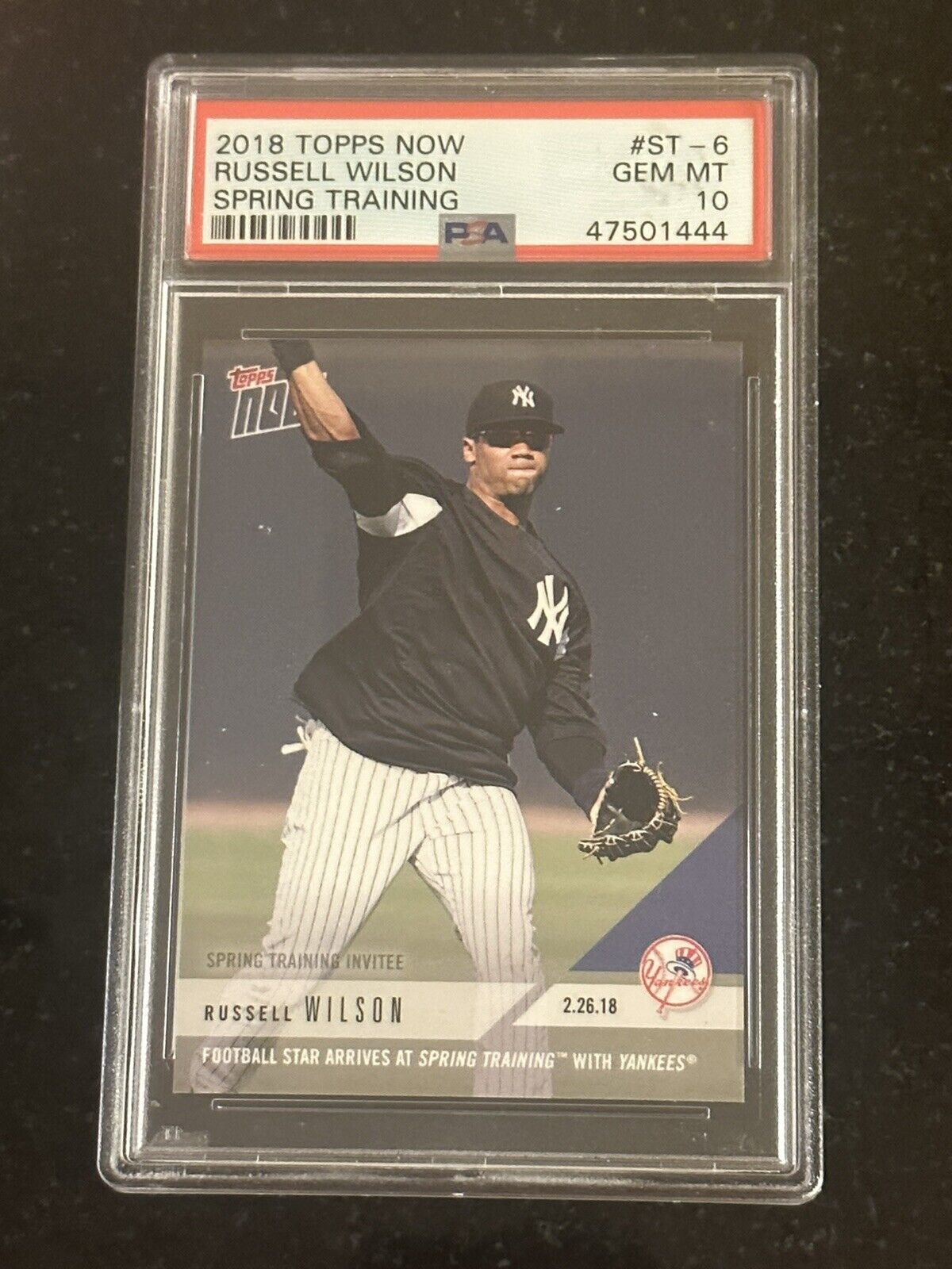 2018 Topps Now ST-6 Russell Wilson New York Yankees Card PSA 10 Print Run 1987