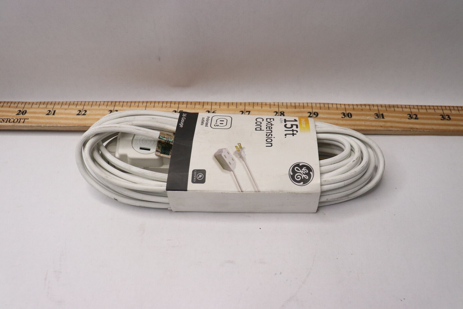 GE Polarized Extension Cord Tamper Guard Rotary Safe 3-outlet 15-Ft 51926
