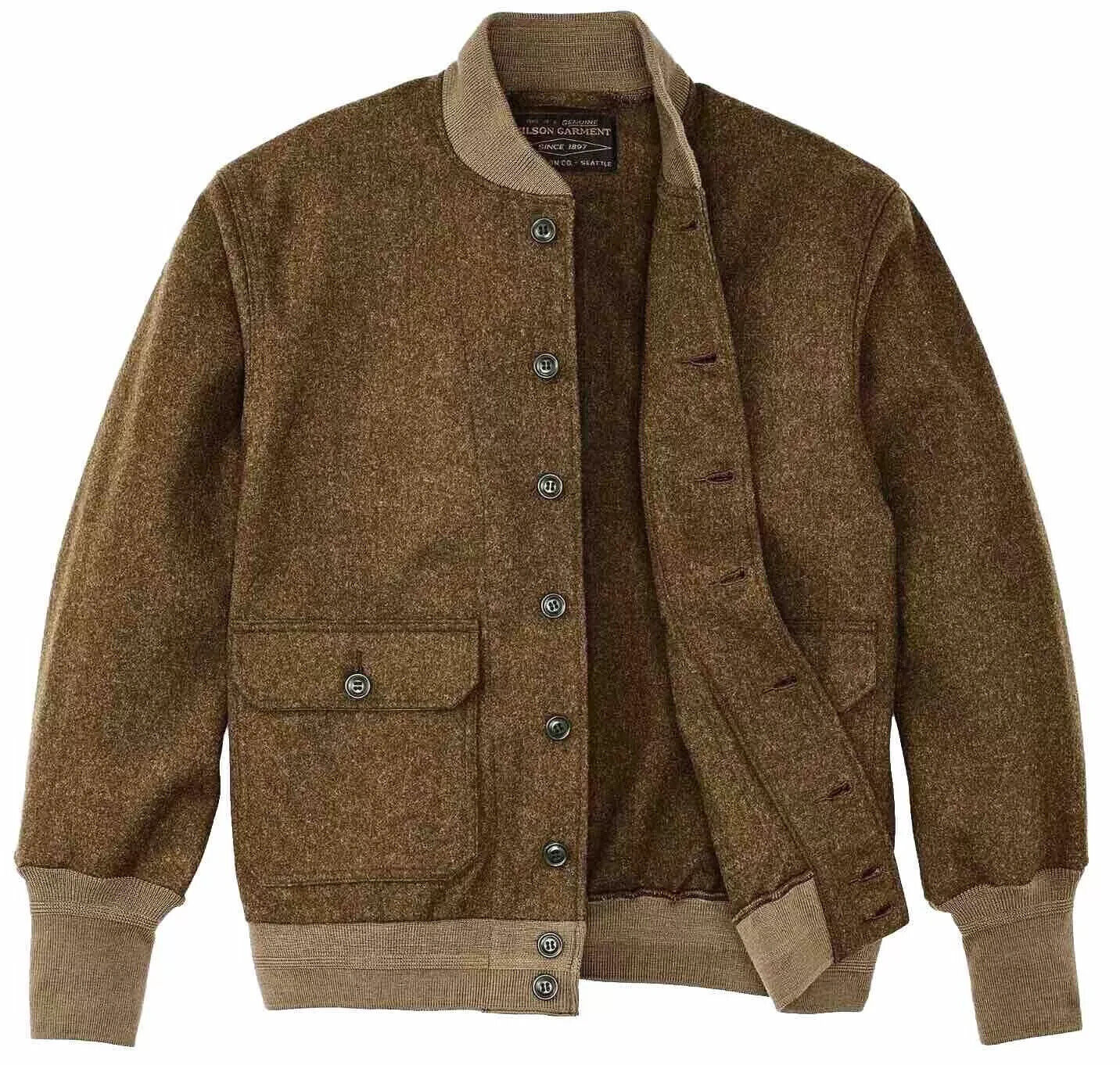 Wool Bomber Marsh Olive Dark Army Jacket Limited Civilian Filson Brown Wool Coat