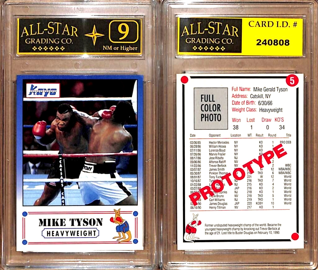 MIKE TYSON VINTAGE 1991 KAYO PROTOTYPE BOXING CARD #5 GRADED ASG 9 NM #BM