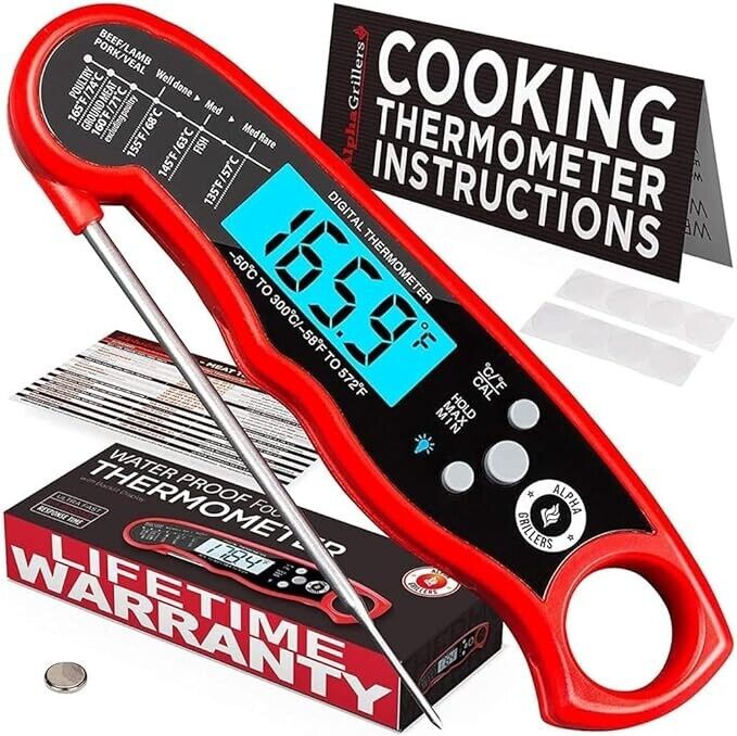 Alpha Grillers Instant Read Meat Thermometer for Grill and Cooking. Best Waterpr