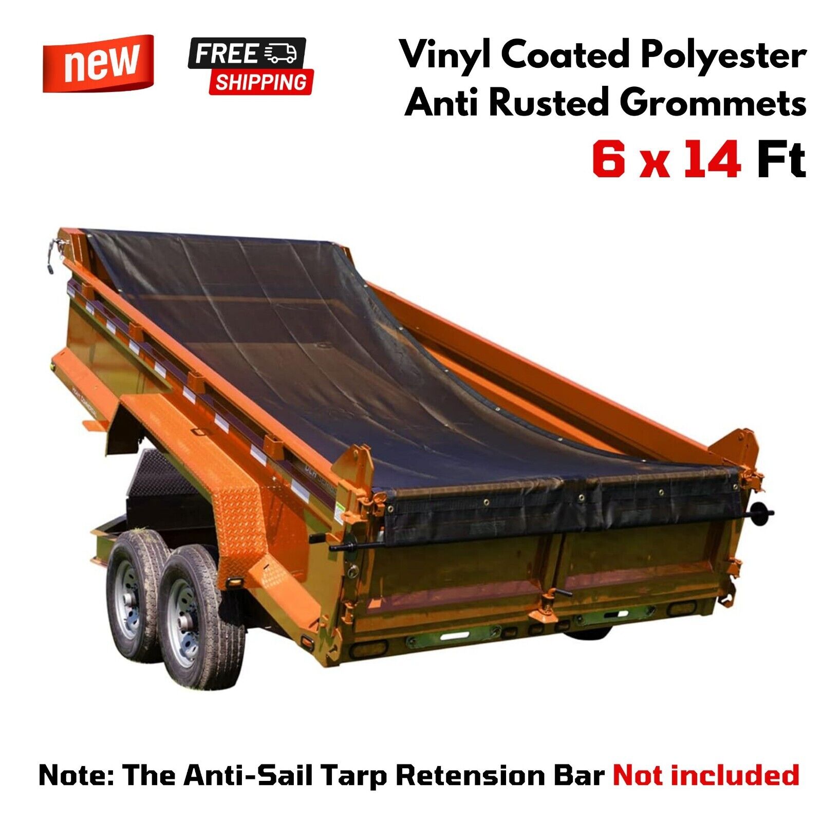 Heavy Duty Dump Truck Mesh Tarp Trailer Polyester Vinyl Coated Cover 6x14 ft