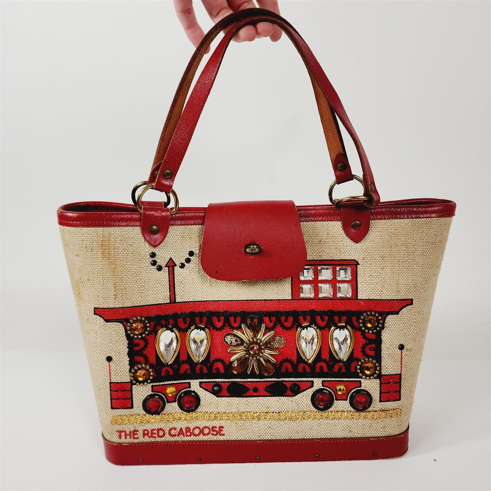 Vintage Enid Collins The Red Caboose Jeweled Handbag Purse