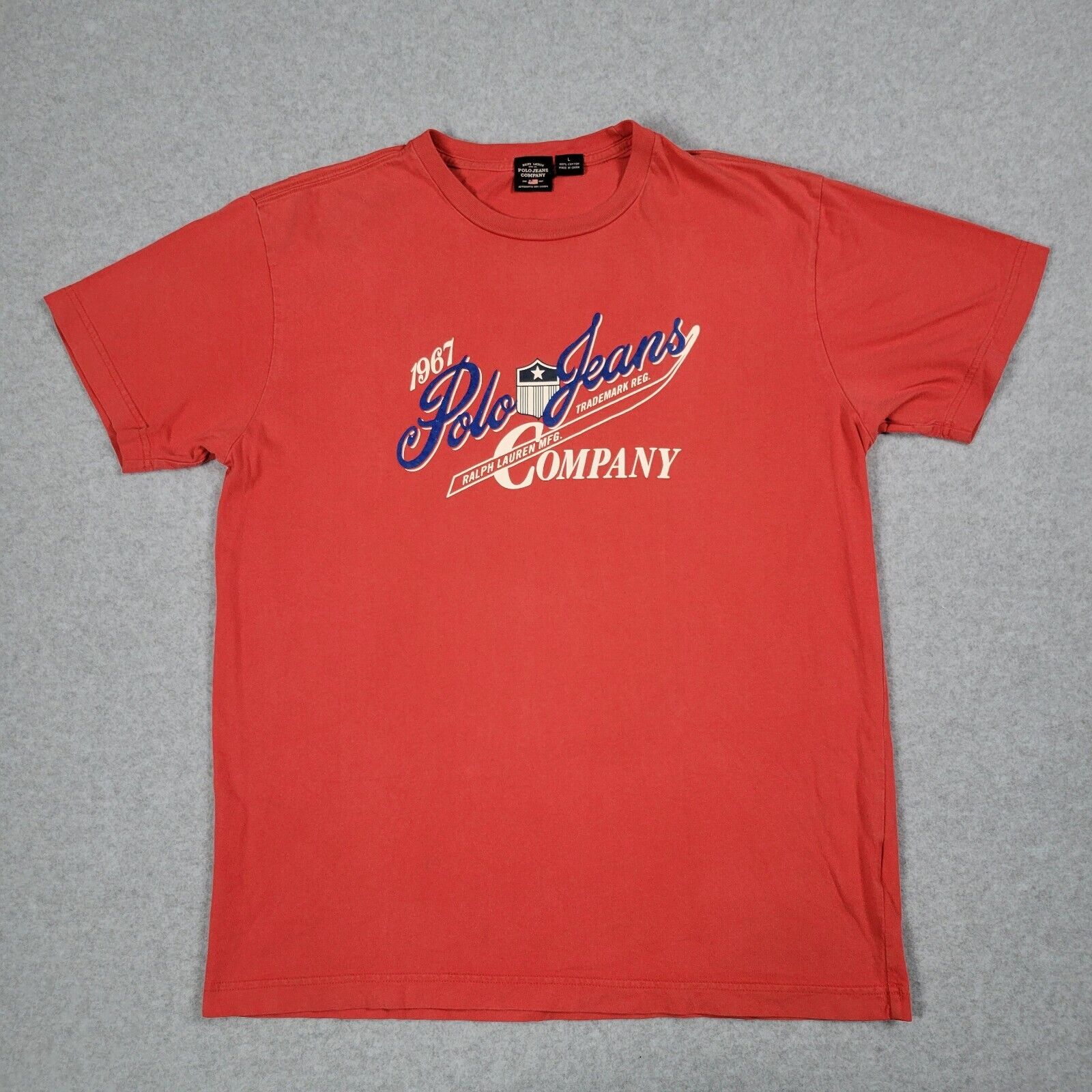 Vintage Ralph Lauren Polo Jeans Company  Shirt Mens Large Red Script Logo Y2K