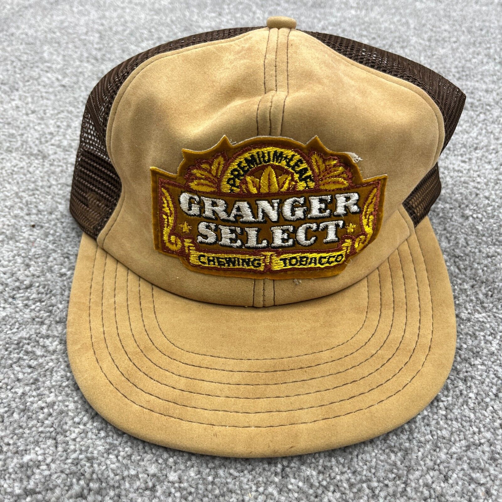Vintage Granger Select Hat Cap Snap Back Brown USA Chewing Tobacco 80s 90s Patch