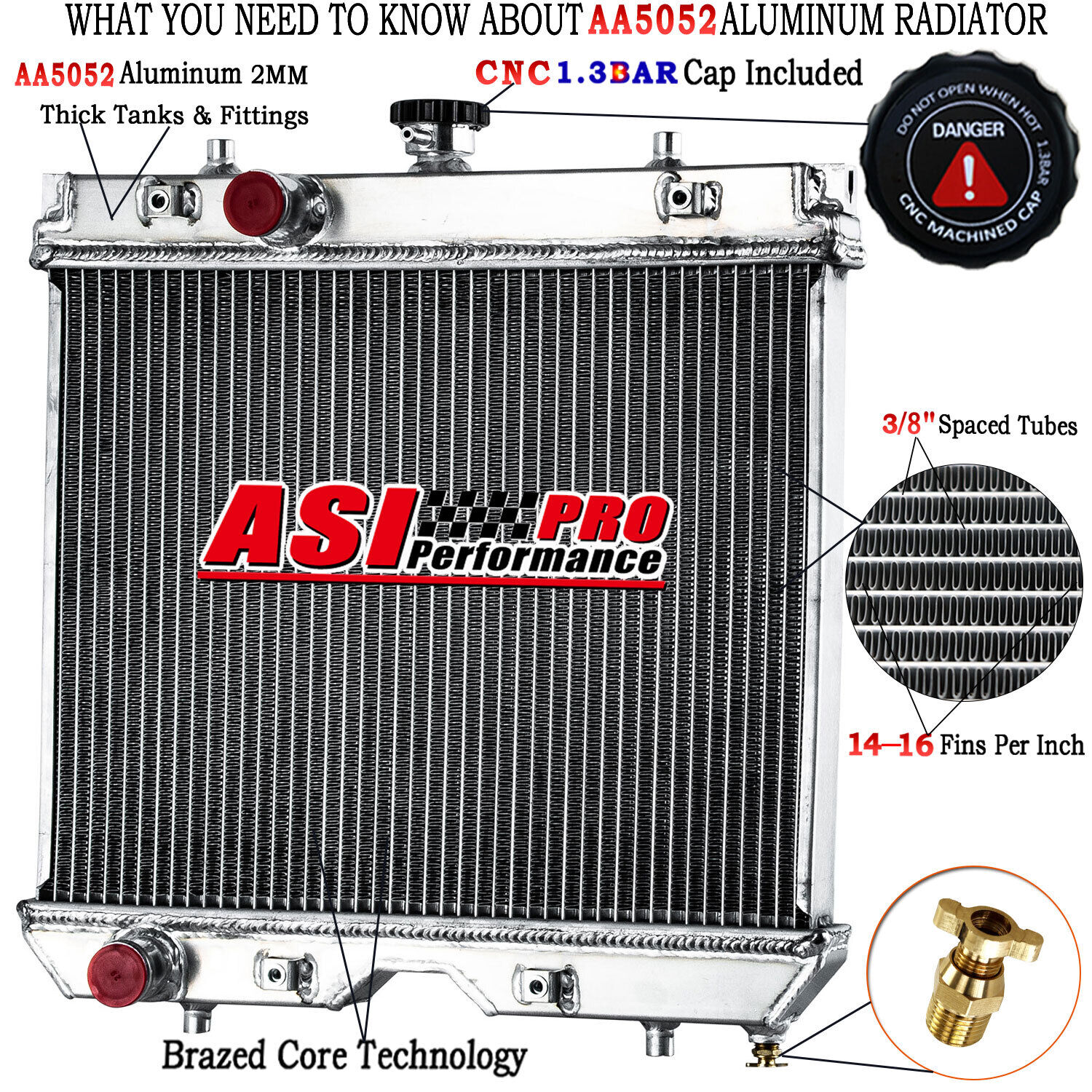 ASI Aluminum Radiator for Kubota L2600 L2800 L3000 L3400 L4300 TC020-16000