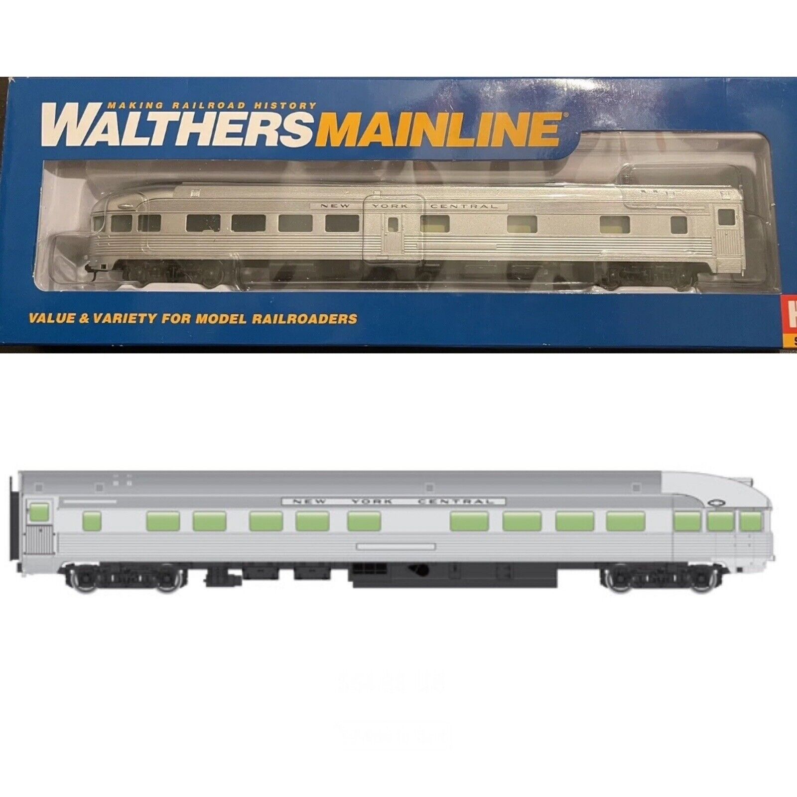 NEW Walthers Mainline 910-30355 HO 85\' Budd Observation ~New York Central (NYC)