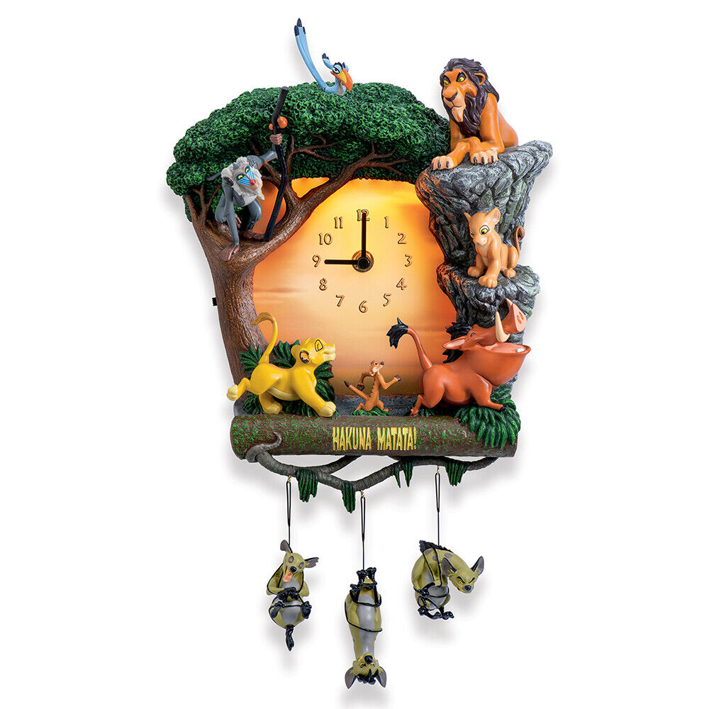 Bradford Disney Lion King Hakuna Matata w/ Music and Light Up Face Wall Clock