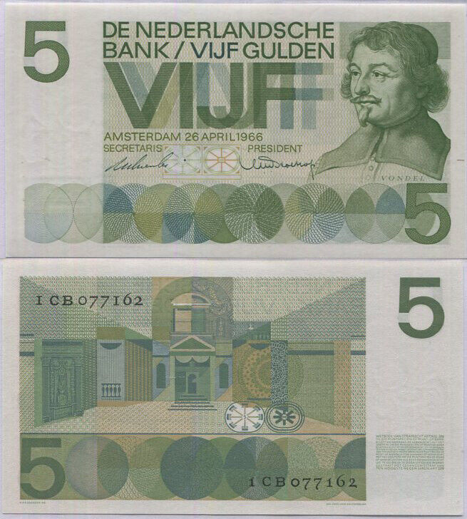 Netherlands 5 Gulden 1966 P 90 a UNC