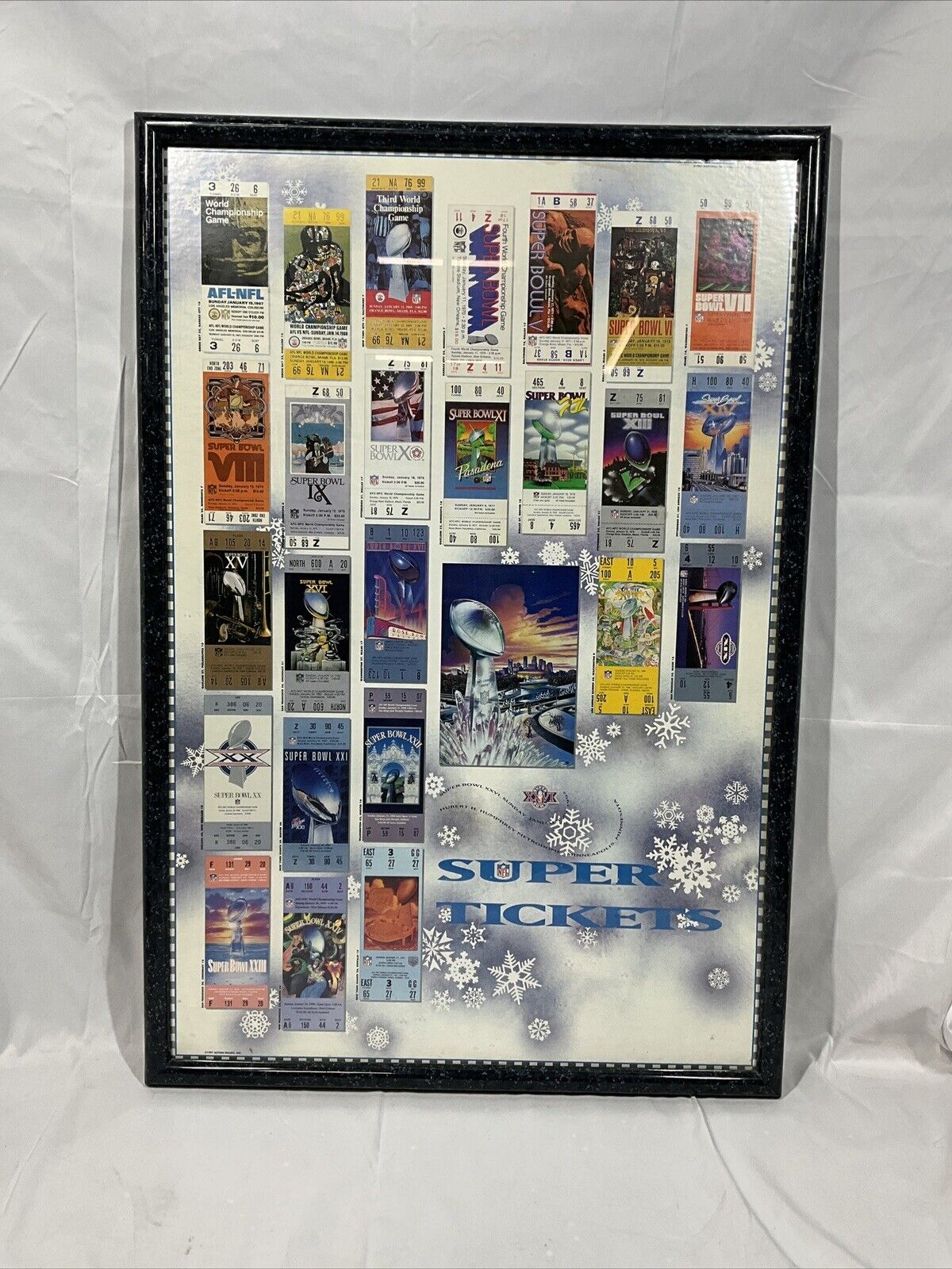 1992 Super Bowl Tickets Poster Shows Tickets 1967-1991