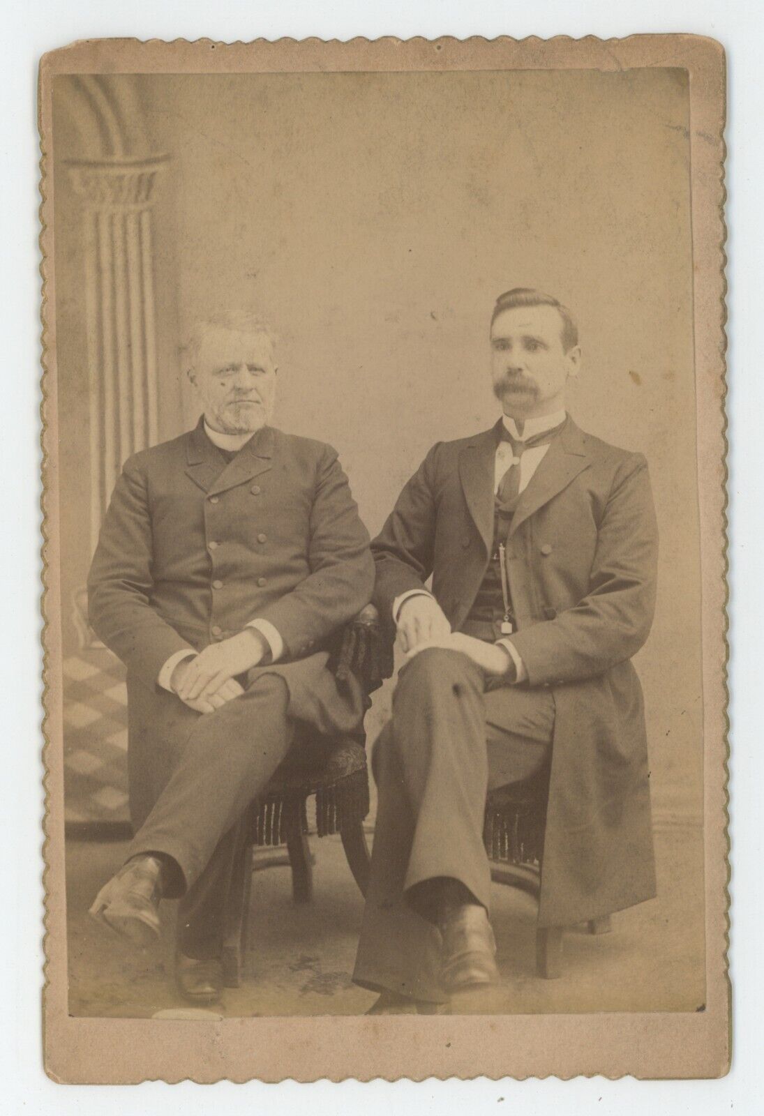Antique c1880s ID'd Cabinet Card Men Elder Smith & Rev. J.R. Rankin Mustache