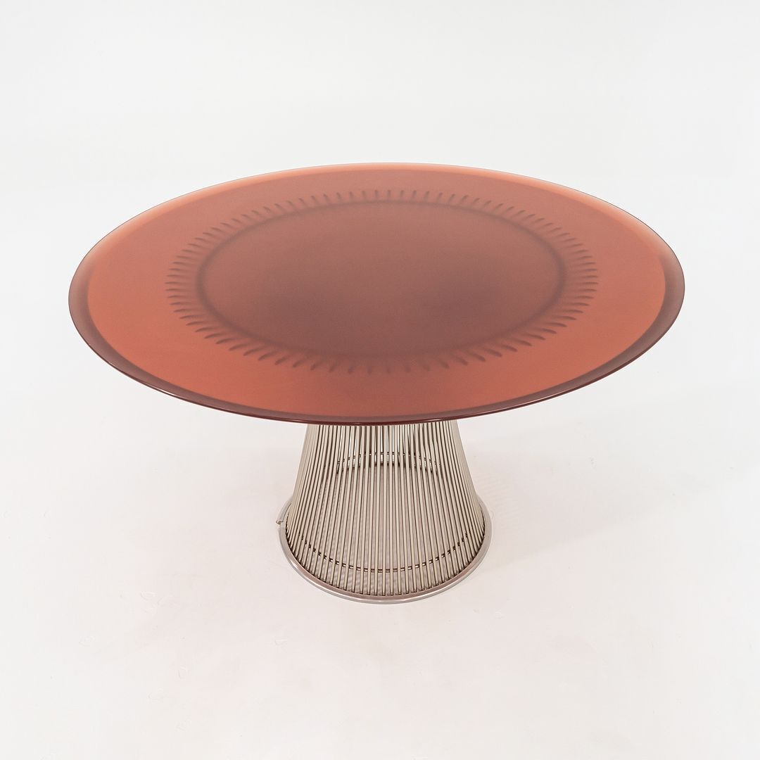 2012 Warren Platner for Knoll Dining Table with Custom Red Acrylic Top 48 inch