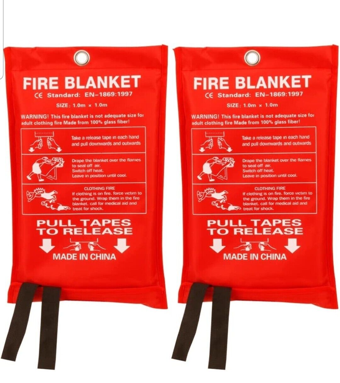 2 pcs Fire Blanket Fiberglass Fire Emergency Suppression Blanket Flame Retarda