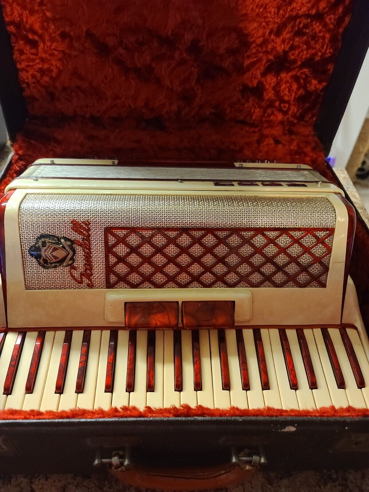 Vintage Scandalli Accordion 120-Bass 41-Key 2-Treble Bass Switches w/Case Works