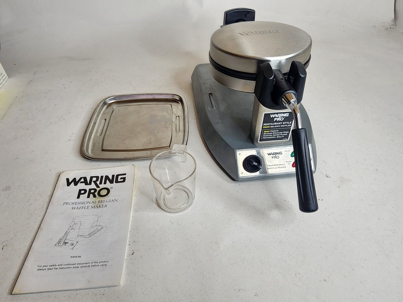 Waring Pro WMK300 Professional Belgian Waffle Maker Stainless W/ Accessories