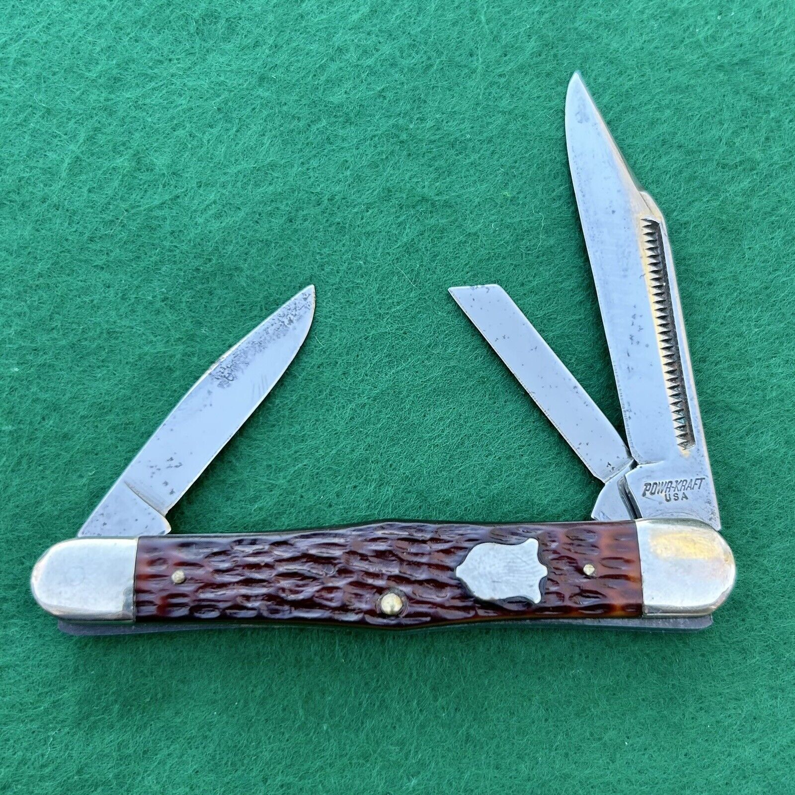 c.1950s Powr-Kraft USA Camillus Montgomery Wards Carpenter Whittler Pocket Knife