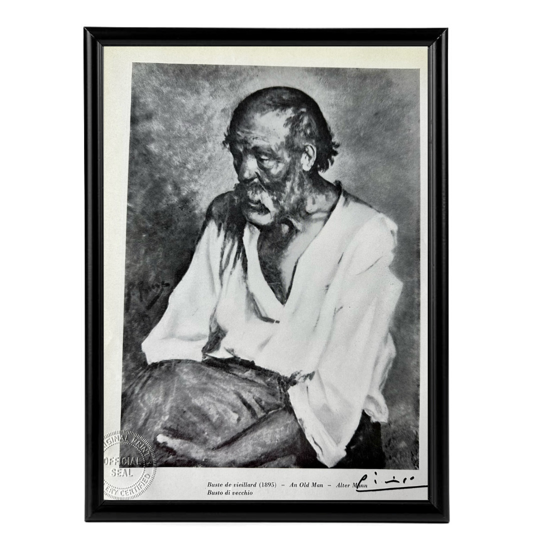 Pablo Picasso Original Signed Print- An Old Man, 1895- Art Color plate 