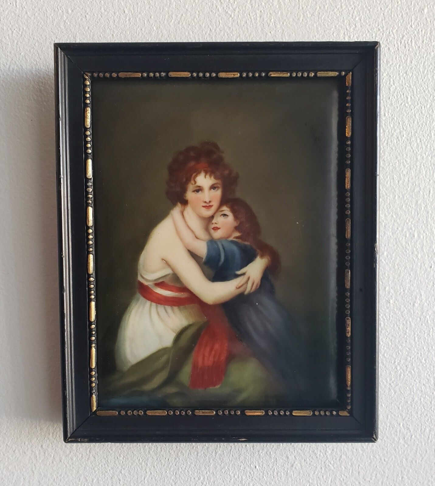 Antique Limoges French hand-painted porcelain plaque Vigee-Lebrun and child