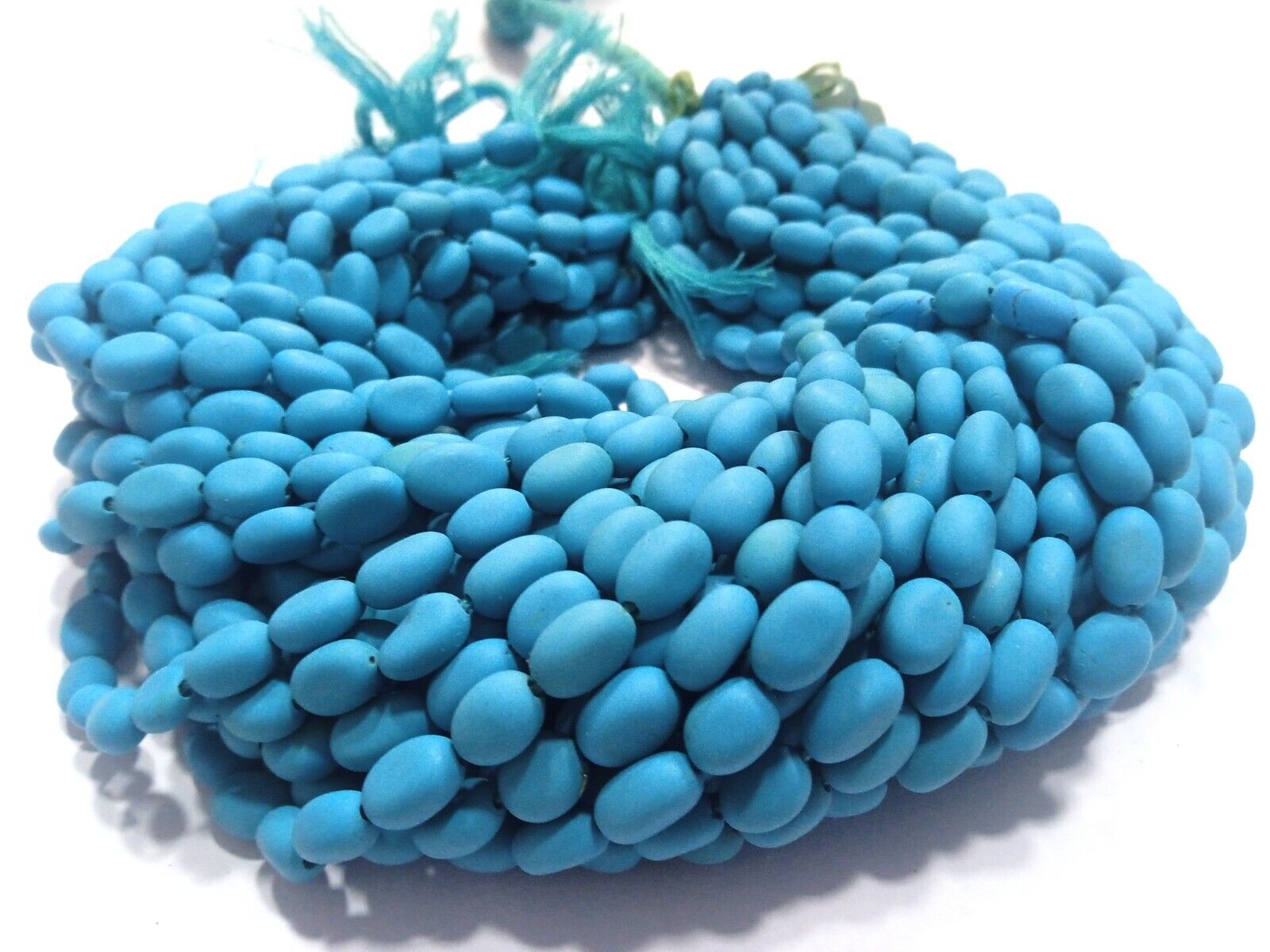 TURQUOISE SMOOTH OVAL 6X7-6X8MM PLAIN GEMSTONE BEADS 18\