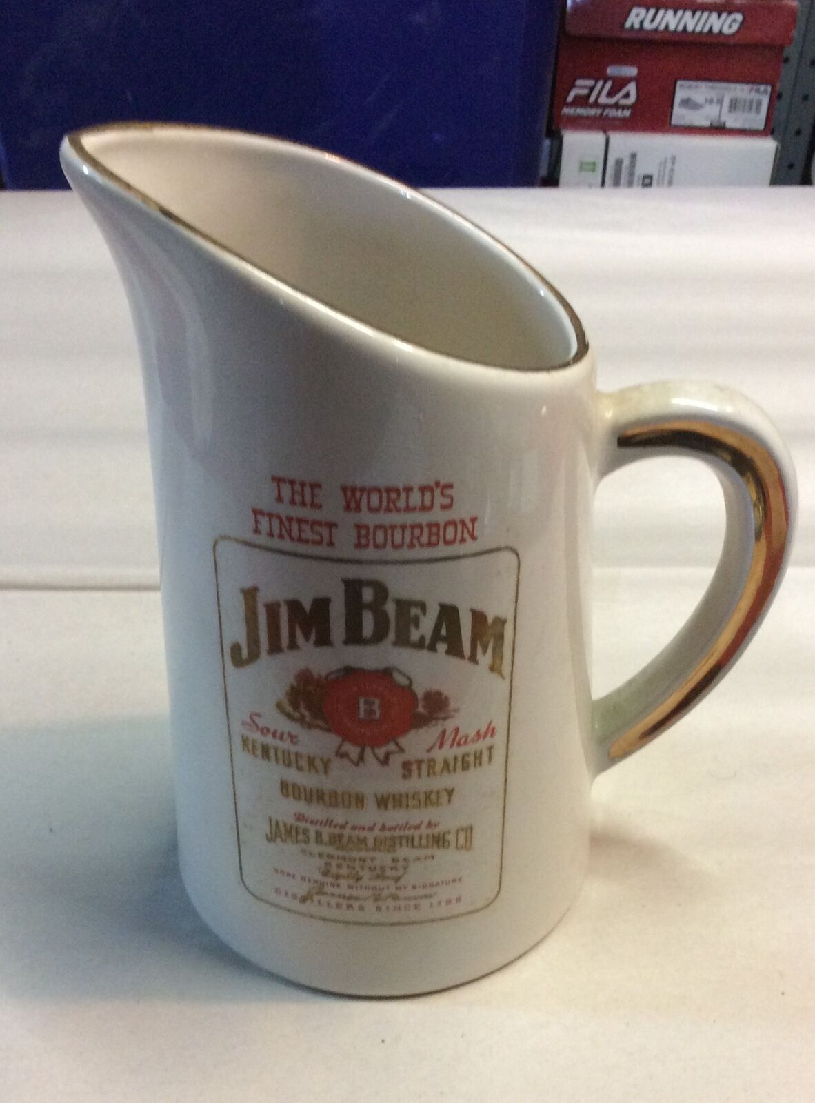 Vintage 1974 Jim Beam Chicago Bottle White Small Pitcher