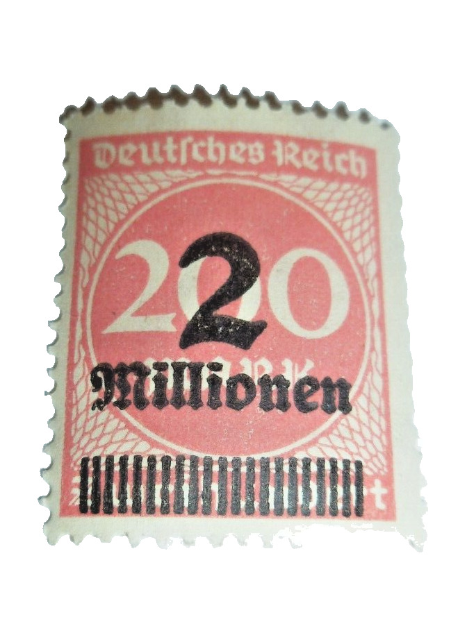 Rare 1923 German Deutsches Reich stamp 2 Millionen Mint Gum Overprint NH 200
