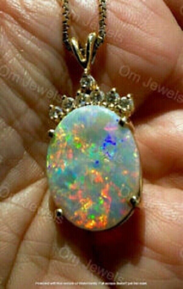 Vintage Oval Cut Fire Opal 18K Yellow Gold Finish Pendant Free Chain Necklace