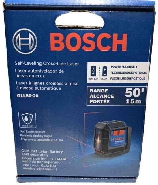 Bosch GLL50-20 50 ft. Cross Line Laser Level Self Leveling with VisiMax Tech NEW