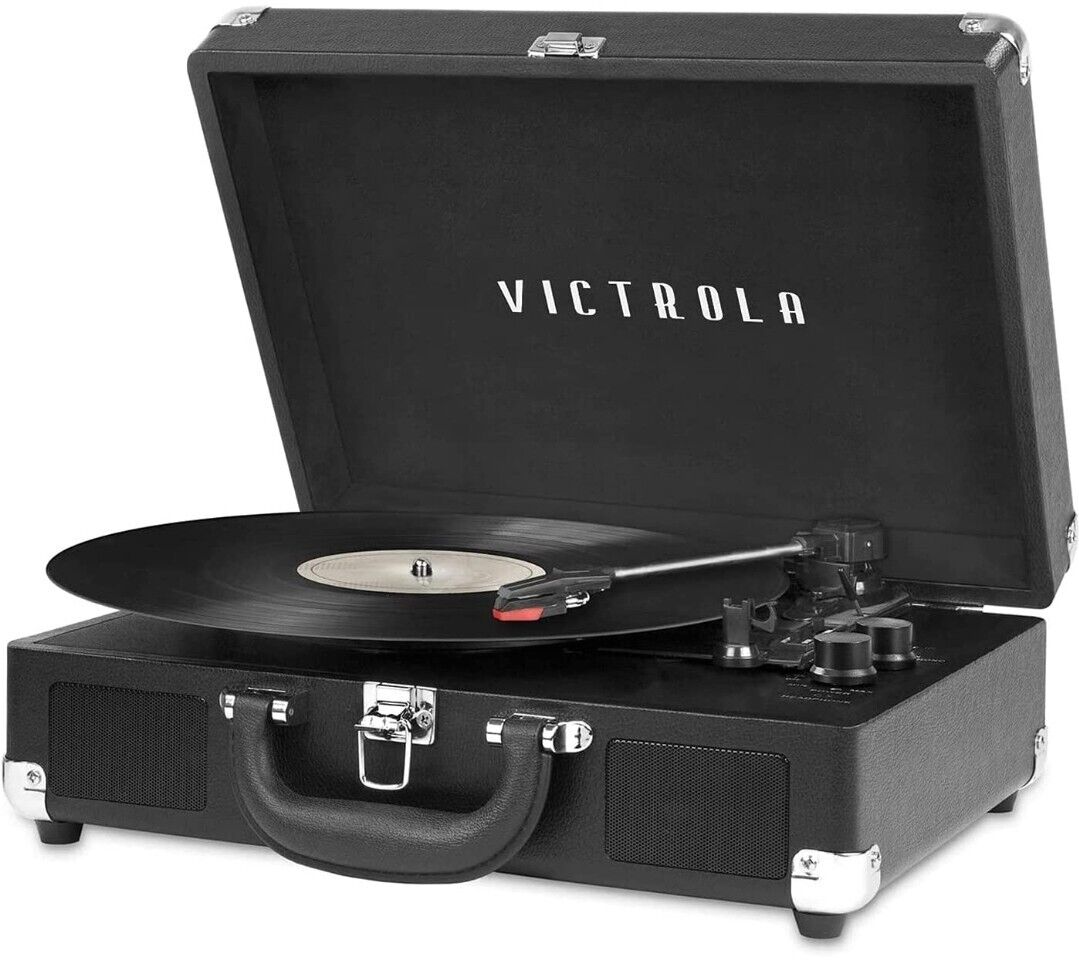 Victrola Parker Bluetooth Suitcase Record Player with 3-speed Turntable - Black
