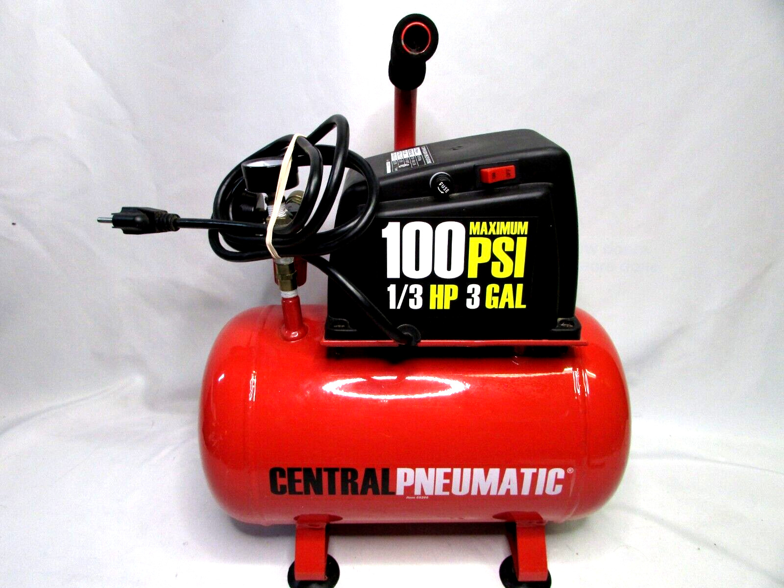 Central Pneumatic 3 Gal. 1/3 HP 100 PSI Oil-Free Air Compressor (CMP090236)