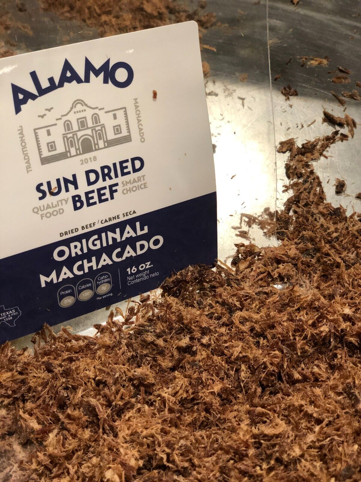 Alamo Dried Beef Machacado-Shredded Beef Jerky-Carne Seca- 