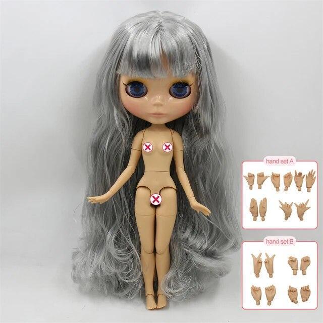 Blythe Doll Nude Jointed 12 inch Body Dark Skin Mixed Hair Matte Face DIY Gift