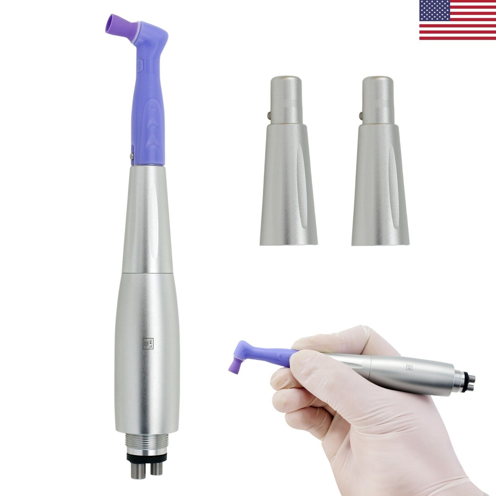 US Dental Hygiene Prophy Handpiece Air Motor 4 Holes 3 Nose Cones Kit
